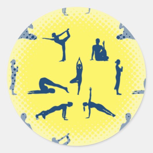 Sticker Rond Poses de yoga (Devant)