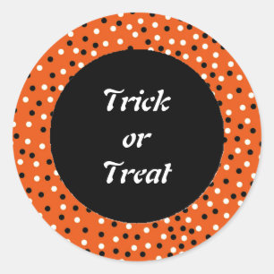 Sticker Rond Posez un point Orange Blk&White Sticker-Trick ou t