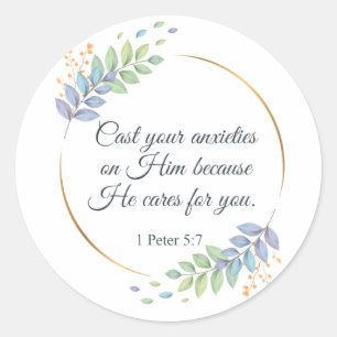 Sticker Rond Posez vos angoisses sur Lui 1 Pierre 5:7