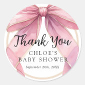 Sticker Rond Posh Coquette Bow Baby shower (Devant)