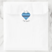 Sticker Rond Posh Jacquard bleu foncé Grand Coeur (Sac)