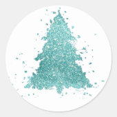 Sticker Rond Posh Joyeux Noël | Glam Rose Gold Blush Tree (Devant)