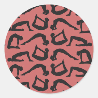 Sticker Rond Positions de yoga Silhouettes