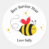 Sticker Rond Positive Behavior Sticker, Bee-havior Star Teacher (Devant)