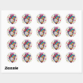 Sticker Rond Positivité colorée avec coeur (Feuille)