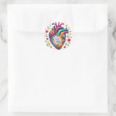 Sticker Rond Positivité colorée avec coeur (Sac)