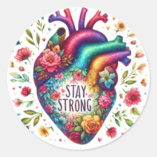Sticker Rond Positivité colorée avec coeur
