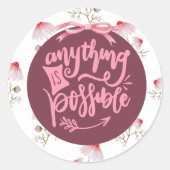 Sticker Rond Positivité Tout est possible Mauve Floral (Devant)