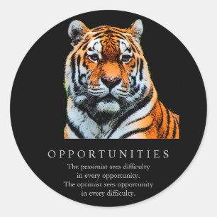 Sticker Rond Possibilités de motivation Citer Tigre