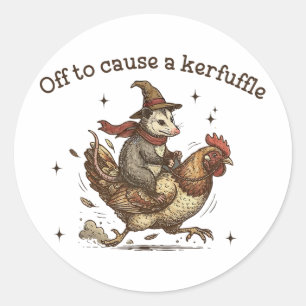 Sticker Rond Possum Drôle et Étrange Partant pour Causer une Ag