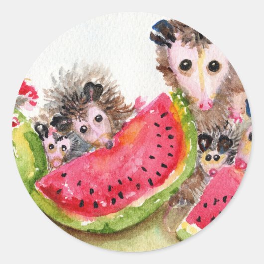 Sticker Rond Possum Family Picnic (Devant)