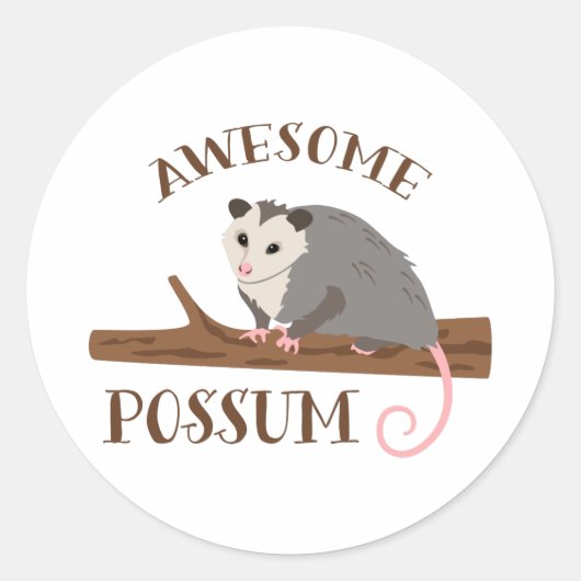 Sticker Rond Possum génial (Devant)