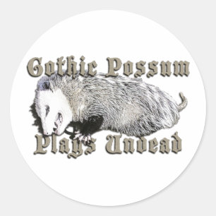Sticker Rond Possum gothique Joue Undead