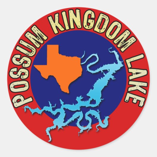 Sticker Rond Possum Kingdom Lake, Texas (Devant)