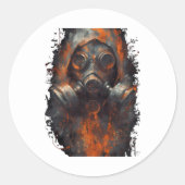 Sticker Rond Post Apocalyptic Gas Mask Toxic Grunge  (Devant)