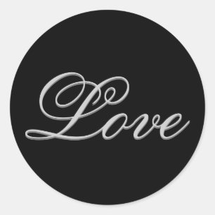 Sticker Rond Postage Mariage d'amour gris sophistiqué