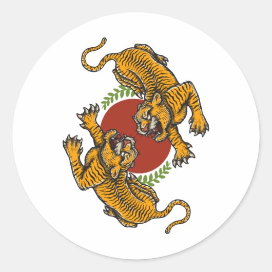Sticker Rond Poster Camiseta Tiger combat (Devant)