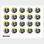 Sticker Rond Poster Custom House Boston USA (Feuille)