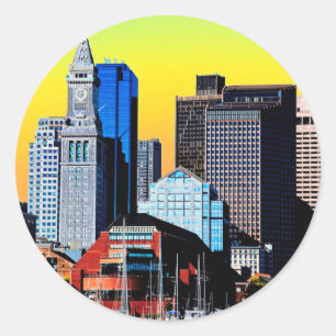 Sticker Rond Poster Custom House Boston USA