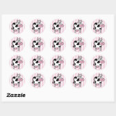 Sticker Rond Poster de animal de fille de vache souriante (Feuille)