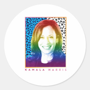 Sticker Rond Poster des années 80 - Kamala Harris Pride