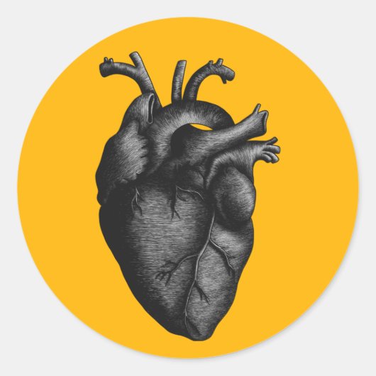 Sticker Rond Poster Heart Lines (Devant)