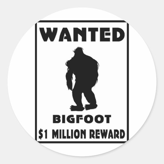 Sticker Rond Poster Recherché Bigfoot (Devant)