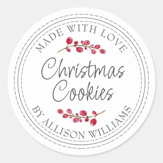 Sticker Rond Pot à biscuits de Noël faits maison (Devant)