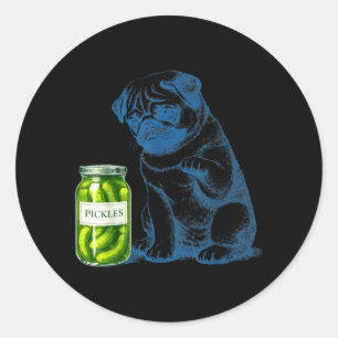 Sticker Rond Pot à ckle de chien Carlin vintage
