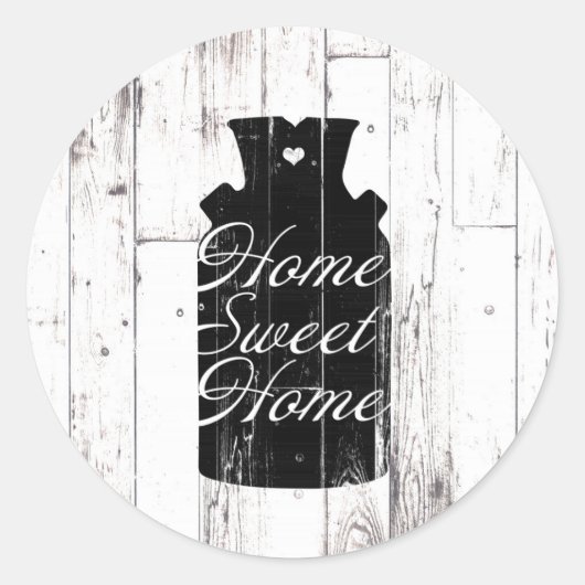 Sticker Rond Pot à lait en bois blanc rustique de ferme Maison (Devant)