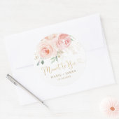 Sticker Rond Pot à miel Chic Blush Rose Floral Prévu pour être  (Enveloppe)