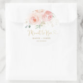 Sticker Rond Pot à miel Chic Blush Rose Floral Prévu pour être  (Sac)