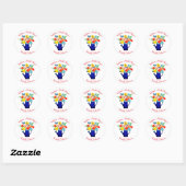Sticker Rond Pot d'arrosage bleu Fleurs rouges jaunes Shower de (Feuille)