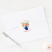 Sticker Rond Pot d'arrosage bleu Fleurs rouges jaunes Shower de (Enveloppe)