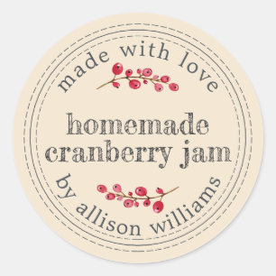 Sticker Rond Pot de confiture de cranberry fait maison pour Noë
