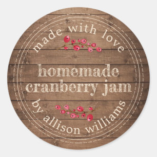 Sticker Rond Pot de confiture de cranberry fait maison pour Noë