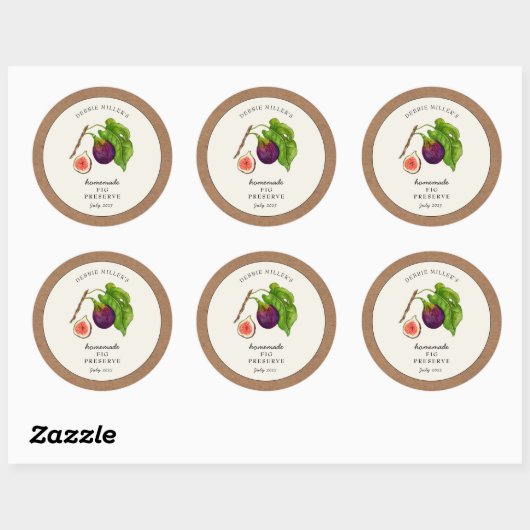 Sticker Rond Pot de confiture de figues avec bordure en papier  (Feuille)