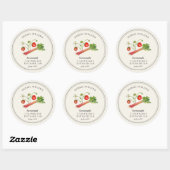 Sticker Rond Pot de confiture de fraise et de rhubarbe fait mai (Feuille)