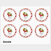 Sticker Rond Pot de confiture de framboise à carreaux gingham  (Feuille)