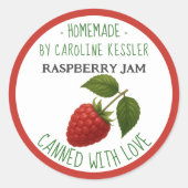Sticker Rond Pot de confiture de framboise de ferme personnalis (Devant)