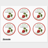 Sticker Rond Pot de confiture de framboise de ferme personnalis (Feuille)