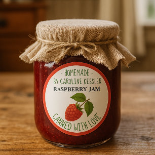 Sticker Rond Pot de confiture de framboise de ferme personnalis