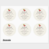 Sticker Rond Pot de confiture de framboise fait maison moderne (Feuille)