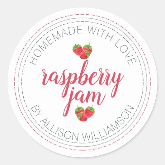 Sticker Rond Pot de Confiture de Framboise Maison Rustique Boca (Devant)