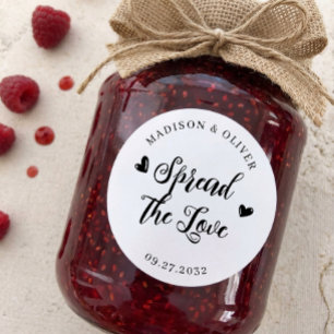 Sticker Rond Pot de confiture de mariage Spread the Love Jam