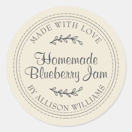 Sticker Rond Pot de Confiture de Myrtille Maison Rustique Antiq (Devant)