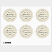 Sticker Rond Pot de Confiture de Myrtille Maison Rustique Antiq (Feuille)