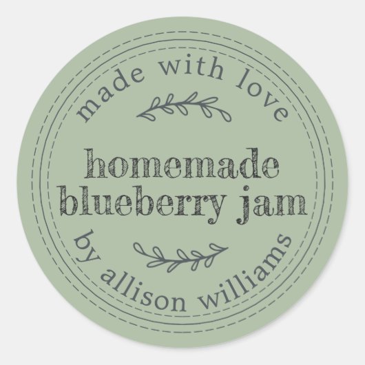 Sticker Rond Pot de confiture de myrtille maison rustique Can L (Devant)