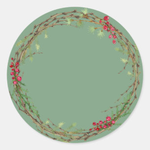 Sticker Rond Pot de confiture de Noël rustique fait maison dans