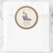 Sticker Rond Pot de confiture de raisin bordure en papier Kraft (Sac)